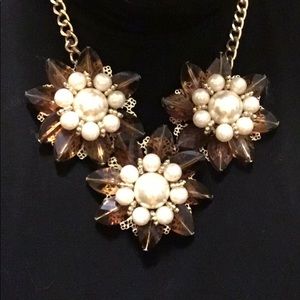 Unique large beaded tri-flower necklace